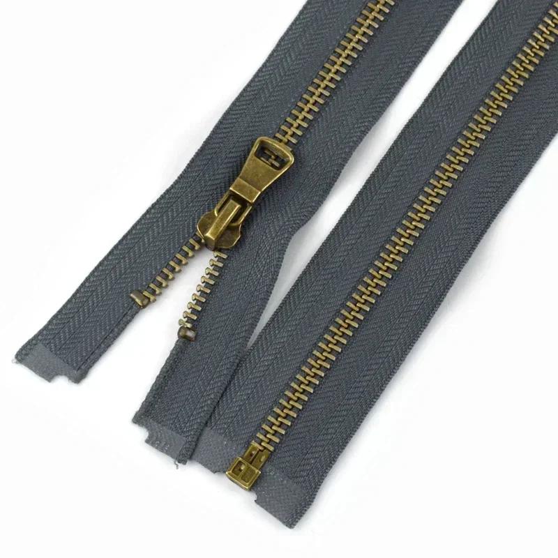 2Pcs 5# Sewing Metal Zippers 40/50/60/70/80cm Open-End Zipper Jacket Coat Auto Lock Zip Repair Kit DIY Bag Garment Accessories