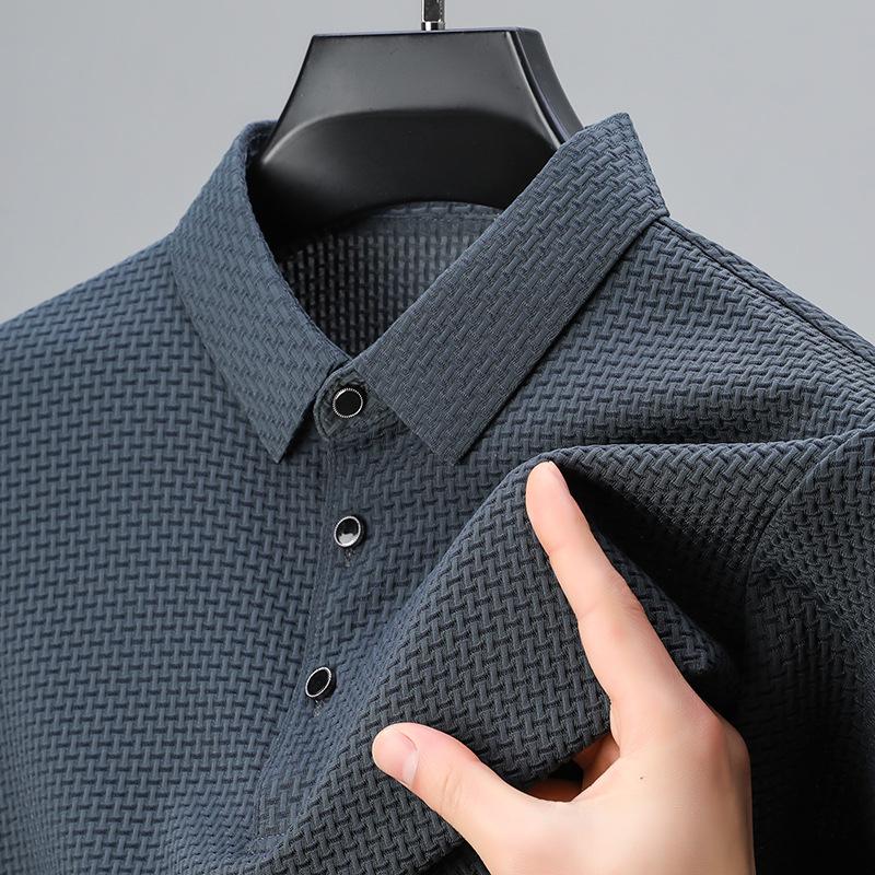 Men's Summer Casual Ice Silk Lapel T-shirt - Breathable, Thin, and Versatile