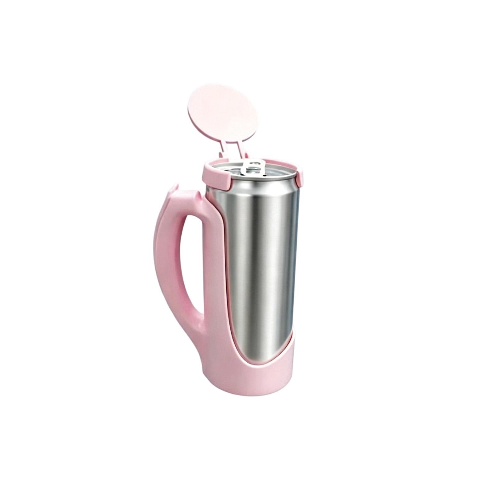 

22 Oz Slim Can Holder with Handle Stainless Steel Insulated Can Cooler with Flip Lid for Beverage Cans Suitable for Outdoor and Indoor Use One Size розовый