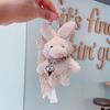 Silver Heart Plush Bag Pendant Bow Ribbon Rabbit Plush Doll Rabbit Doll Charm  Bag Decoration