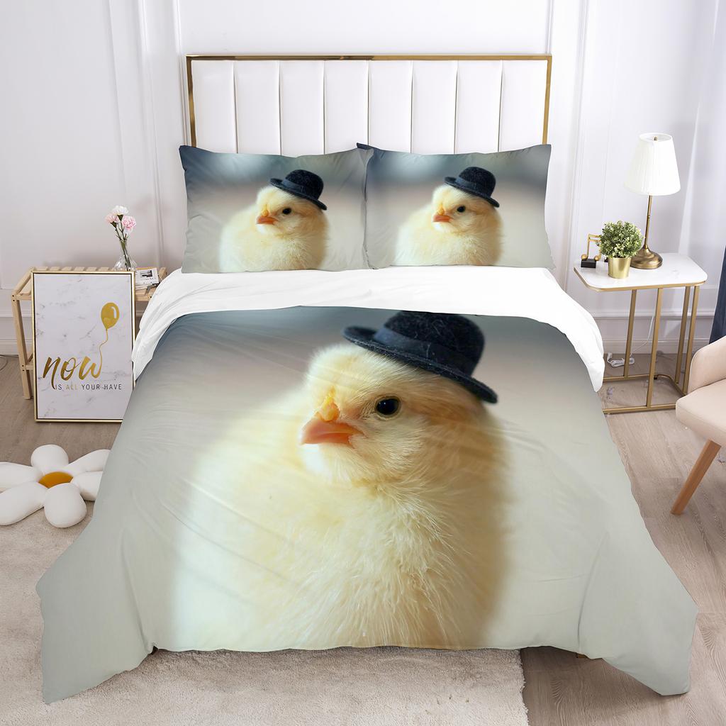 Chick Duvet Cover Set Farm Animals Quilt Cover Little Chicken Twin Bedding Set For Boys Girl Microfiber 2/3Pcs Comforter Cover