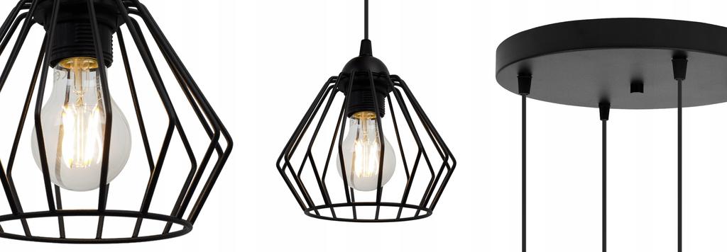 BLACK WIRE HANGING LAMP LOFT LED CHANDELIER