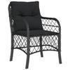 Vidaxl 3-Cz. Bistro Furniture Set with Cushions, Black, Poly Rattan