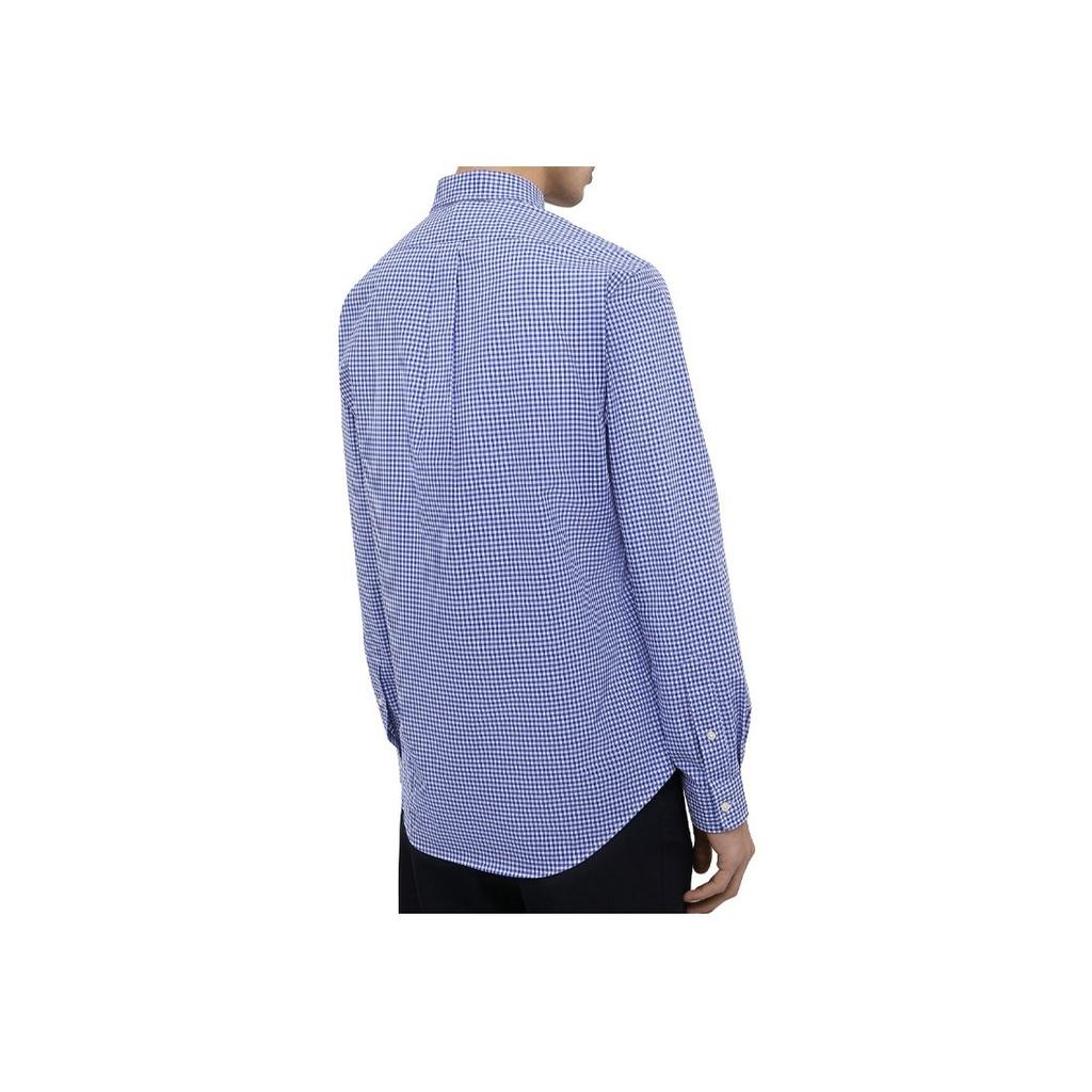 Polo Ralph Lauren FW22 Logo Embroidered Plaid Single-Breasted Long Sleeve Shirt Men Shirts Purple Blue 7108598824-656