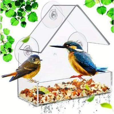 Praktischer Vogelfutterspender Transparent Futterspender Haus Außen Fenster Vogelfutterspender für Finken Meisen