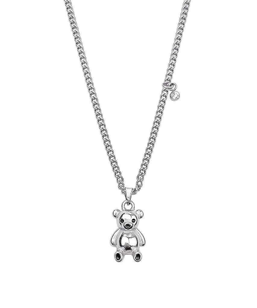 Vvv Teddy Bear Pendant Necklace_Silver