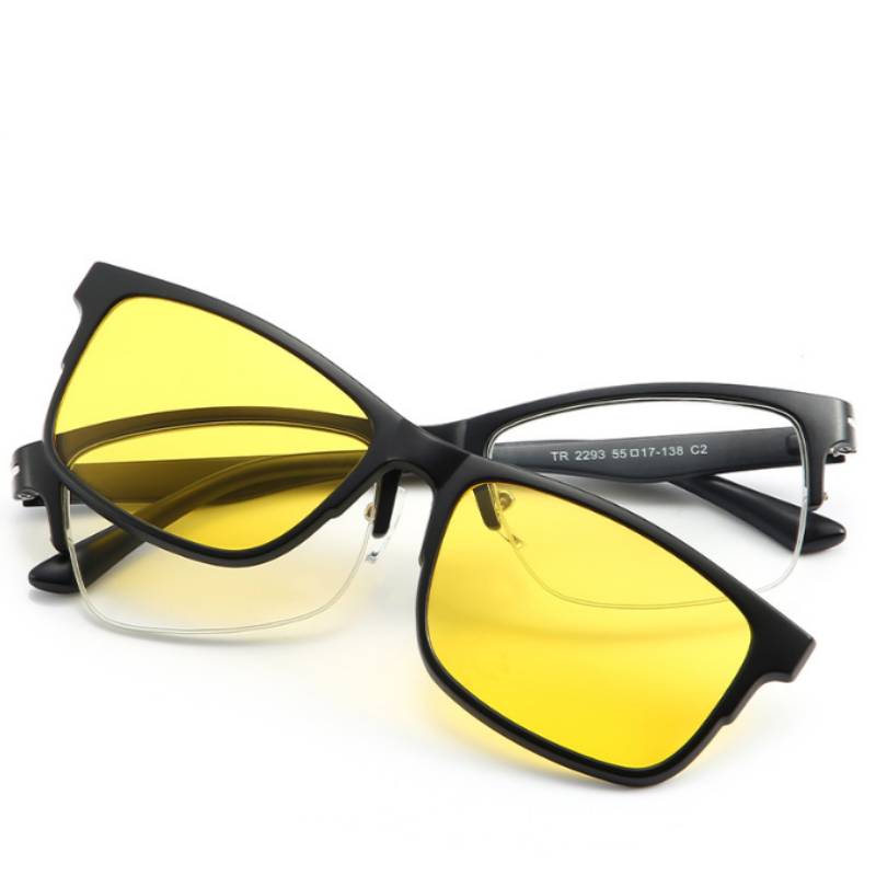 2293 Magnet Clip Square Half Frame Myopia Glasses 0 -0.5 -1.0 -1.5 -2.0 -2.5 -3.0 -4.0 -4.5 -5.0 To -6.0