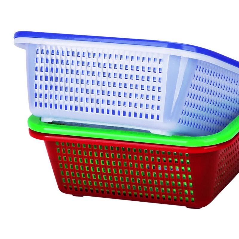 Small Multi-Color Plastic Square Drain & Storage Baskets