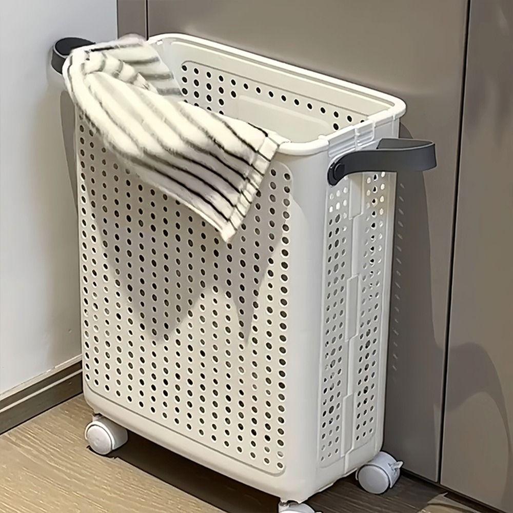 Plastic Narrow Seam Clothes Storage Baskets Space Saving Folding Dirty Clothes Basket  Laundry Room