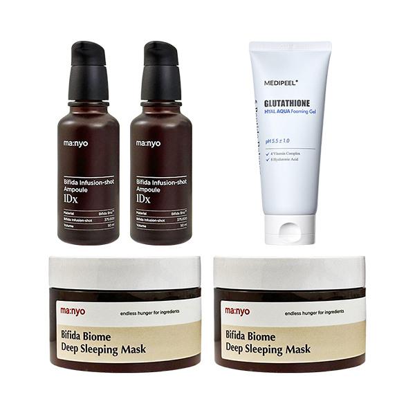 

MANYO FACTORY Infusion Shot Ampoule 50ml x2 + Deep Sleeping Mask 100ml x2 + Medipeel Glutathione Foaming Cleanser 150ml