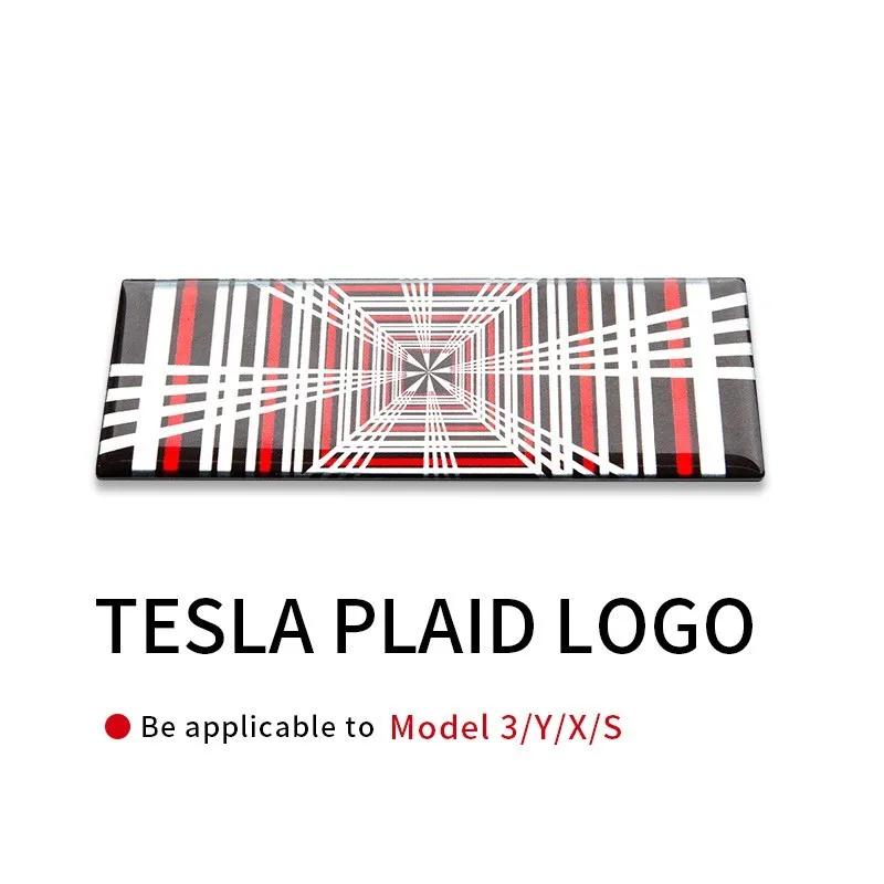 Plaid For Tesla Model 3 Y S X Tail Tag Trunk 3D Logo Zinc Alloy Vehicle Label Emblems PLAID Badge Creative Decoration Stickers