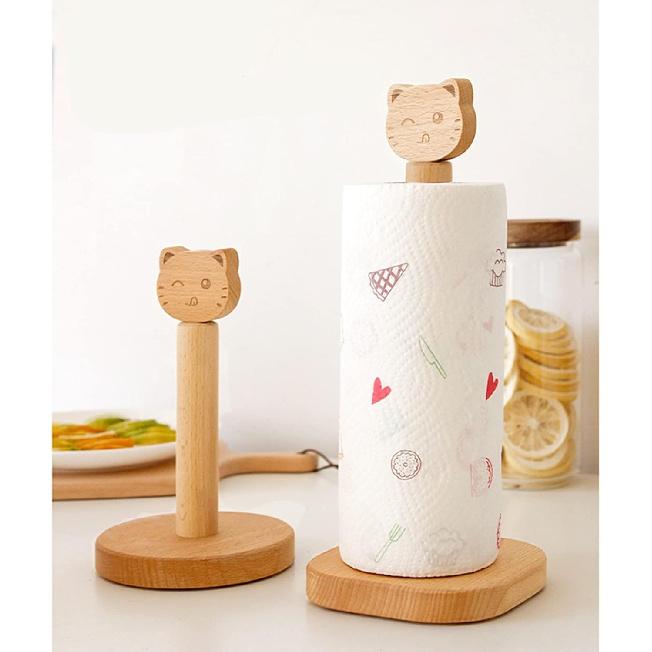 Wooden Paper Towel Holder, Cute Paper Holder Animal Shape Toilet Tissue Paper Roll Holder Storage Stand Wood Paper Towel Holder(Bird)