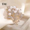 Clothing Accessories Flower Branch Brooch with Faux Pearls Rhinestones, Decorative Lapel Pin Daily Wear for Wedding Party, Dainty Jewelry Accessory