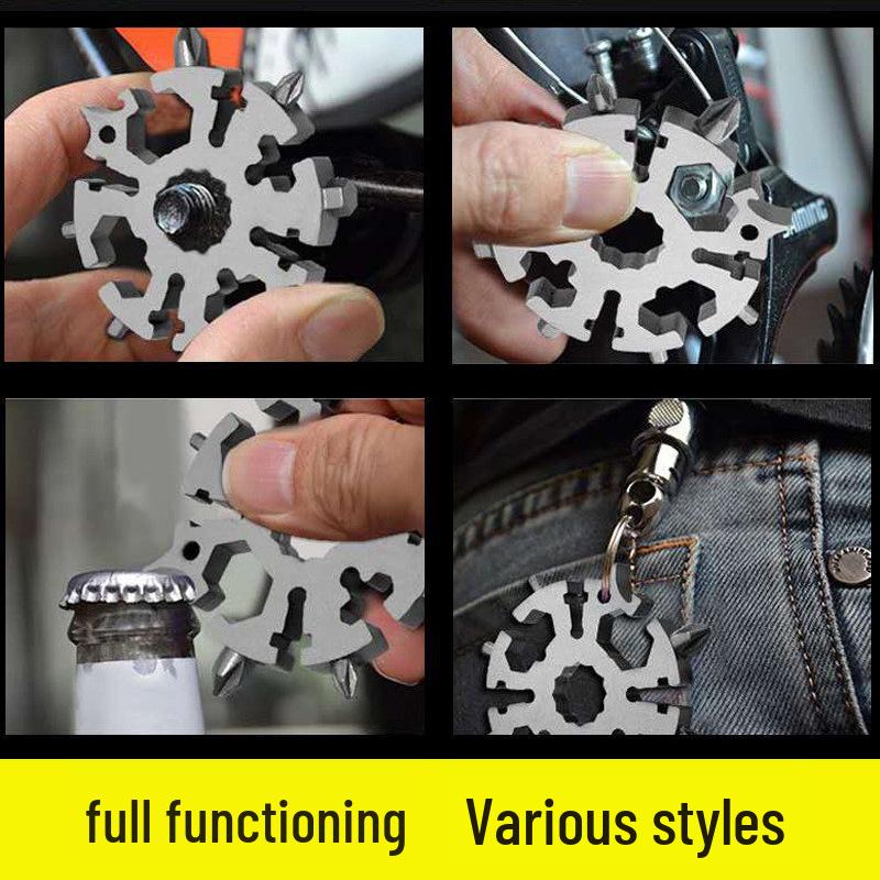 Portable Multifunctional Snowflake Wrench: Hex/Oct Connector, Universal Cutter, Lightweight EDC Tool