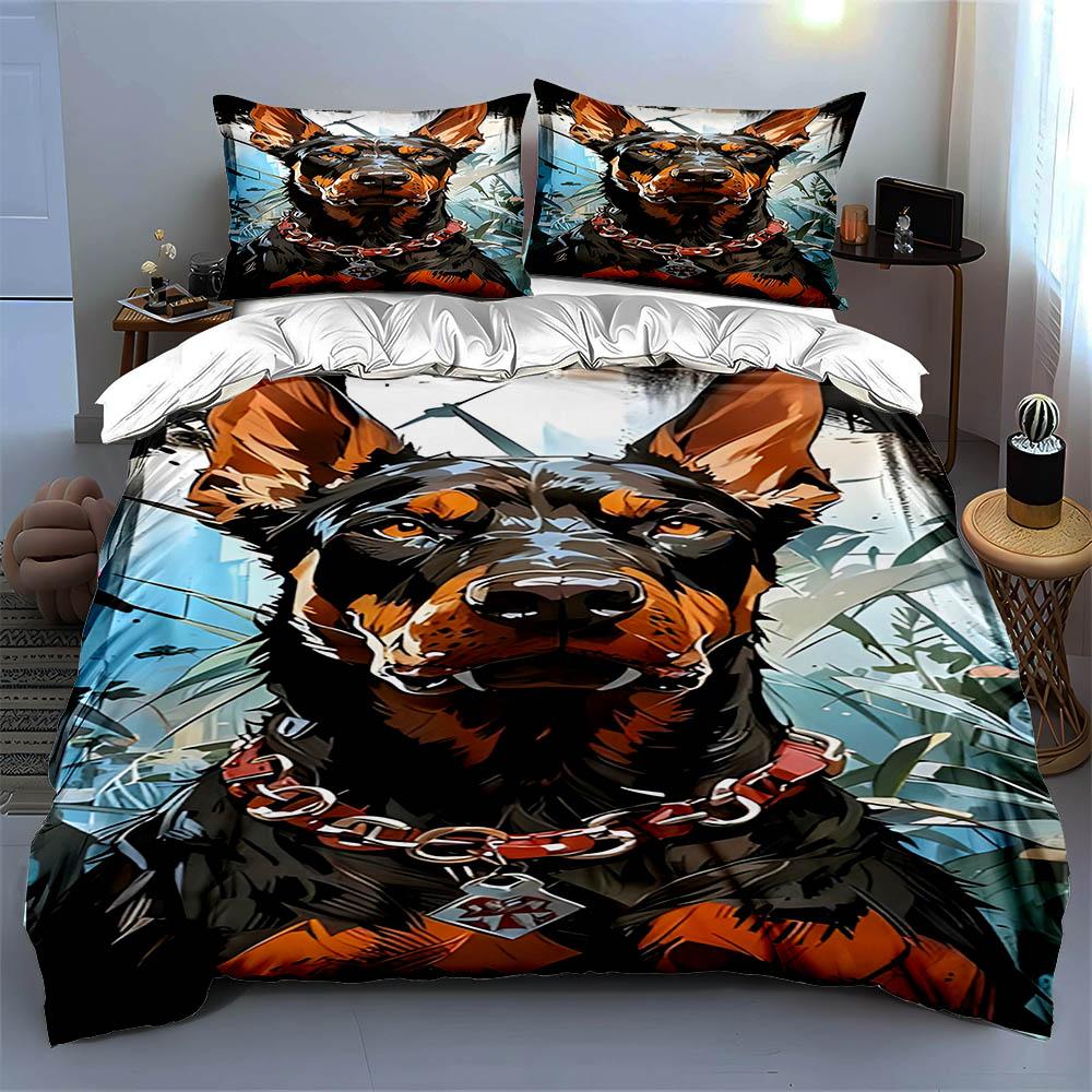 Doberman Dog Illustration. Bedding Duvet Cover Sets Duvet Covers Pillowcases Gifts (1 * Duvet Cover 2 * Pillowcases, Without Duvet Insert)