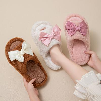 Seidenschleife offene Baumwollpantoffeln ins flauschige Pantoffeln weniger niedliche Plüschpantoffeln