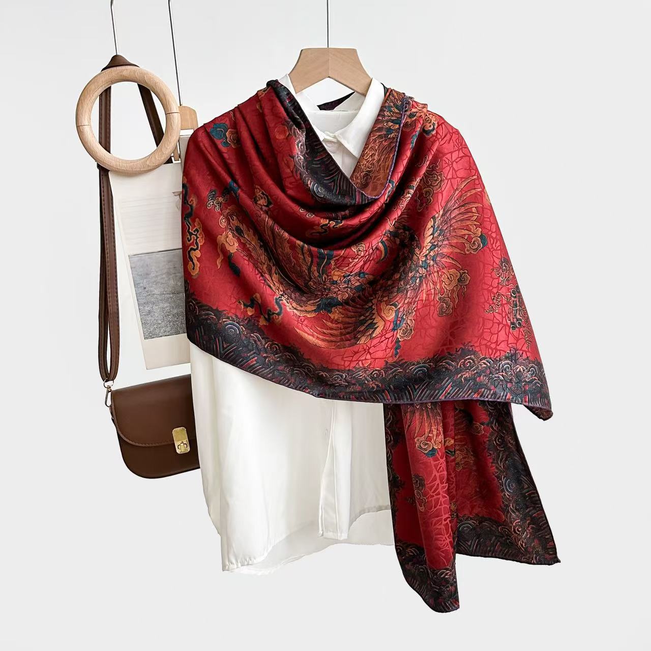 

Гуофэн Узор Драконьей Чешуи Черепаховая Трещина Двустороннее Большое Квадратное Полотенце [180 * 70] Модное Универсальное Шелковое Квадратное Полотенце 180*70