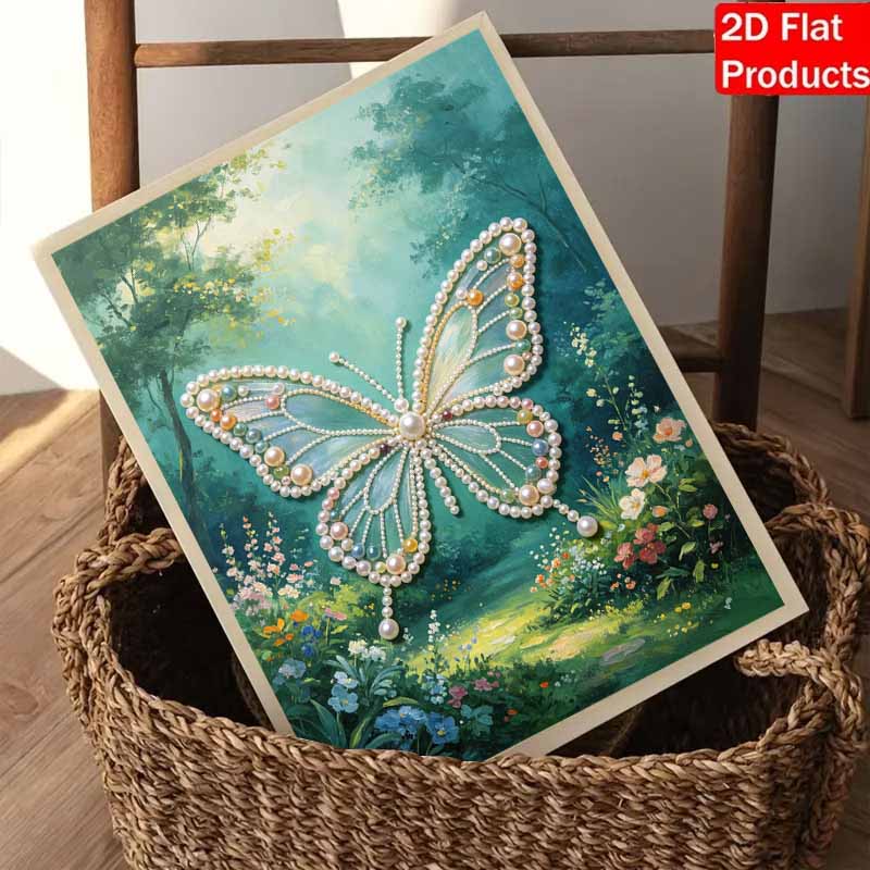 Framed Pearl Painting Kit Elegant Butterfly DIY 3D Bead Canvas Art Creative Leisure Craft Home Decoration Wall Hanging Aesthetic Decor