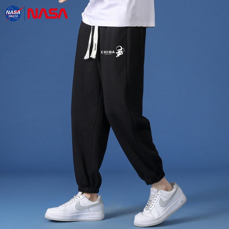 NASA Joint-Name Men's Sweatpants Summer Ice Silk Thin New Sports Men's Pants Spring and Autumn Capri Casual Trousers