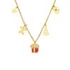 Oumeka Christmas Geometric Pendant: 18K Gold-Plated Stainless Steel Enamel Chain Jewelry