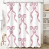 Elegant Pink Ribbons Shower Curtain Waterproof Bath Decor for Home Decoration Room Mosaic Wall Art Print Privacy Screen Duvet Co