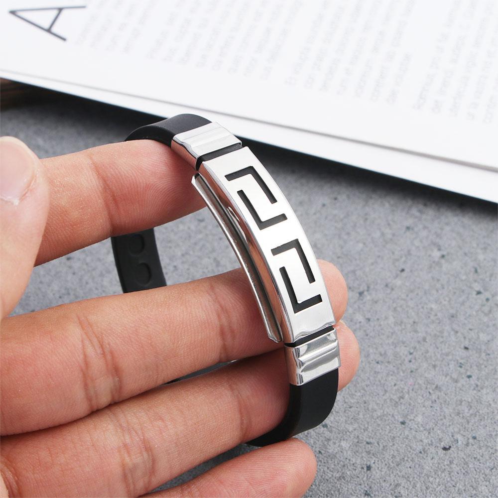 Hui Pattern Fashion Design Silicone Bracelet Jewelry Accessories Men Wristband Korean Hand Rope