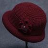 Round Dome Faux Rabbit Wool Plush Lining Windproof Solid Color Knitting Hat Old People Autumn Elegant Flower Decor Basin Cap Fashion Accessories