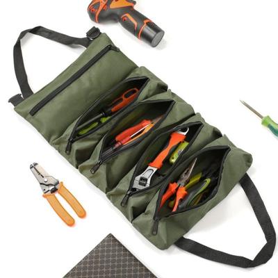 Sac de Rangement d'Outils Roulable Tissu Oxford Robuste Imperméable Pliable Portable Électricien Voiture Quincaillerie Outil Organisateur Pochette de Rangement