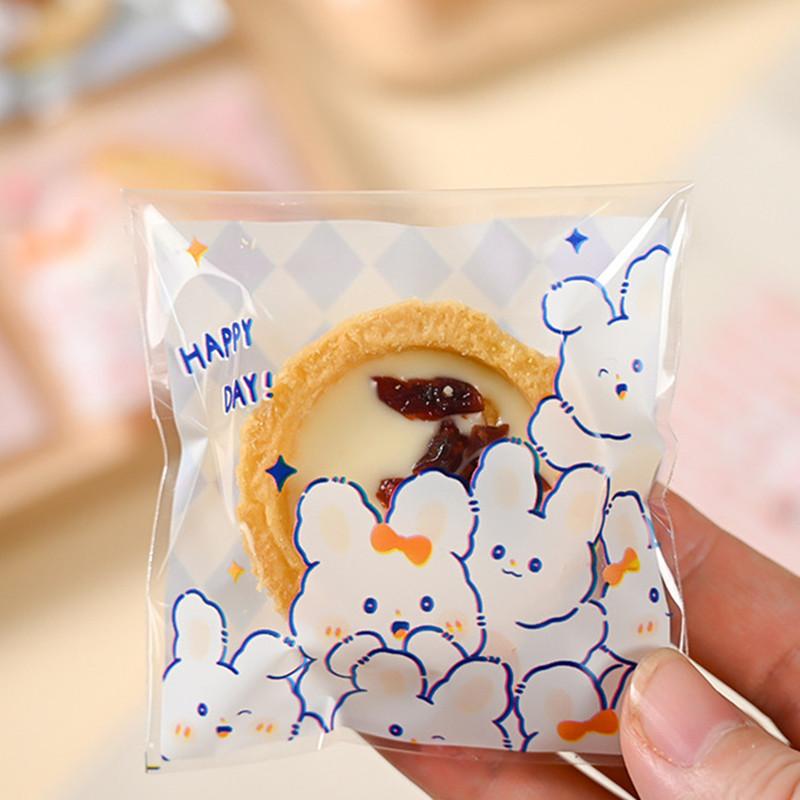 100Pcs 7x7cm Small Plastic Cartoon Animal Printed Self-Adhesive Packaging Cookie Candy Bags Child Birthday Party Favors