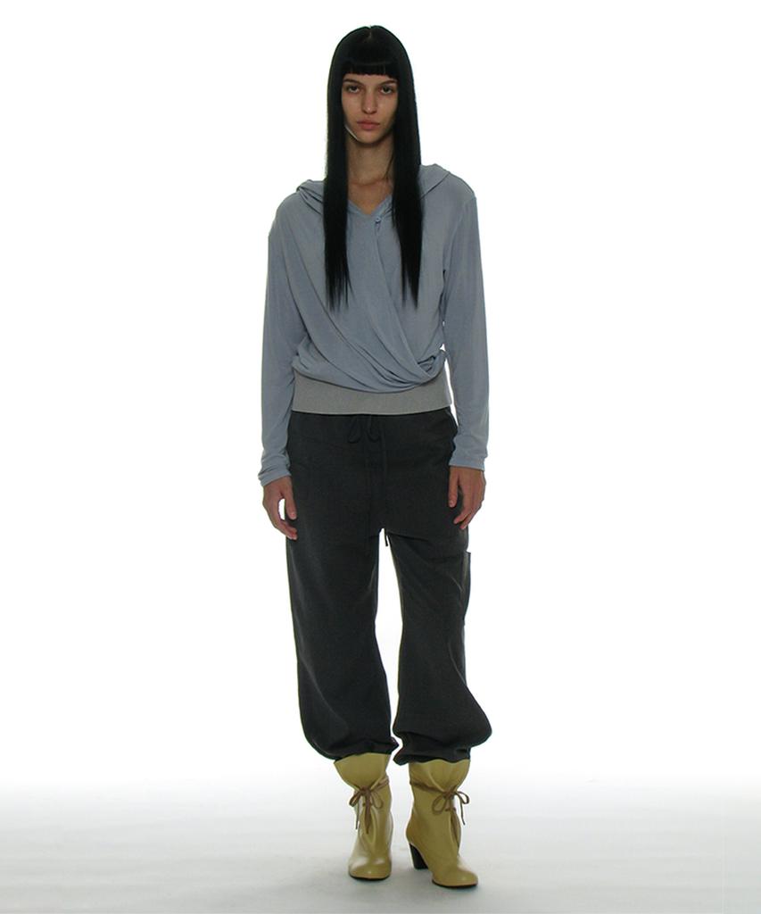PARTIMENTO WOMEN Drawstring Rounding Slacks_Gray