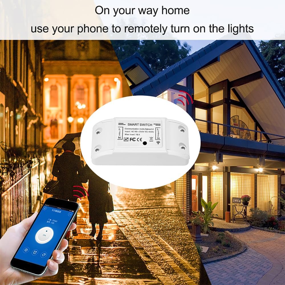 3Pcs WiFi and BT Smart Switch Relay 10A 2200W Dual-Mode On/Off Device Voice Tuya APP Remote Control Timing Switch Smart Home Voice Control for