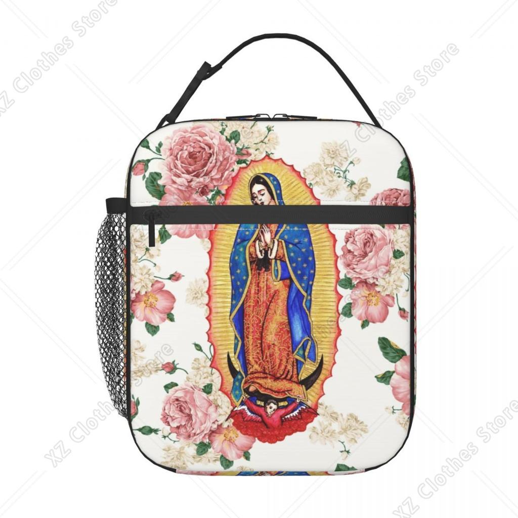 Custom Virgin Of Guadalupe Lunch Bag Women Cooler Warm Insulated Lunch Boxes for Children School