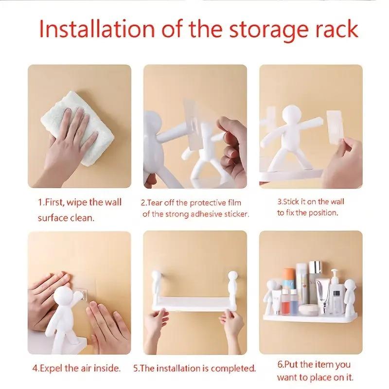 1-10PCS Durable Wall Storage Rack No Drilling Easy Installation Organizer for Bathroom Kitchen Makeup and Room Decoration