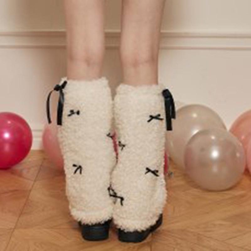 Schleife Pelz Beinstulpen Winter Pelzig Lange Stiefelmanschetten Flauschige Schuhabdeckungen Partykostüm für Feiertag Festival Aufführungen Spiel