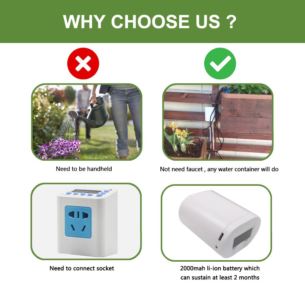 Automatic Watering Pump Controller Timer Watering System Kit Intelligent Indoor Plants Drip Irrigation Device 8 Drip Heads Garden Water Pump