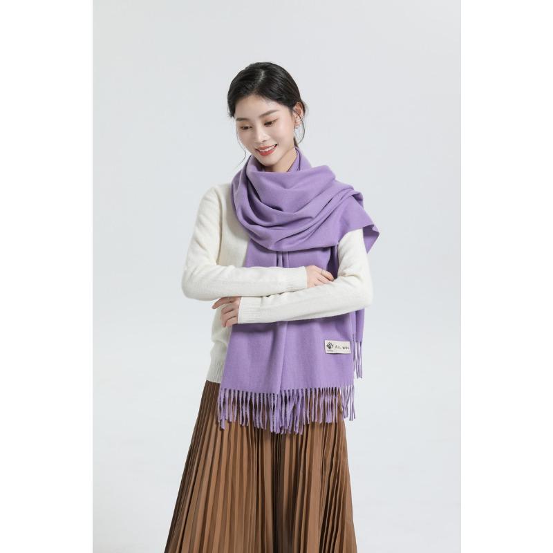 Wool Scarf Women's Autumn and Winter Thickened Red Cashmere Scarf Solid Color Versatile Shawl Dual Purpose Red Scarf