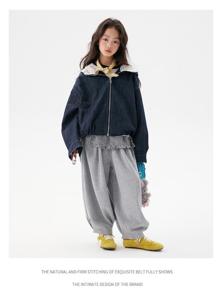 Korean Style Kids' Loose Denim Hooded Jacket - 2025 Autumn Collection