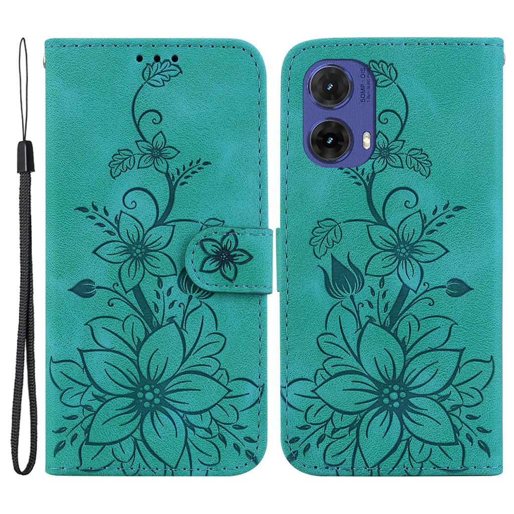 For Motorola Moto G85 5G/S50 Neo 5G Phone Stand Case PU Leather Wallet Phone Cover with Imprinted Flower Pattern