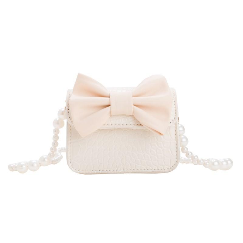 

Childrens Butterfly Bow Mini Purse With Pearl Chain For Daily Use