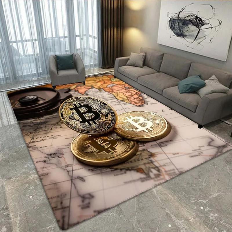 

3D віртуальна валюта біткойн Килимок великий, килимок для вітальні, спальні, дивану, декоративний килимок, дитячий нековзний килимок 40x60cm