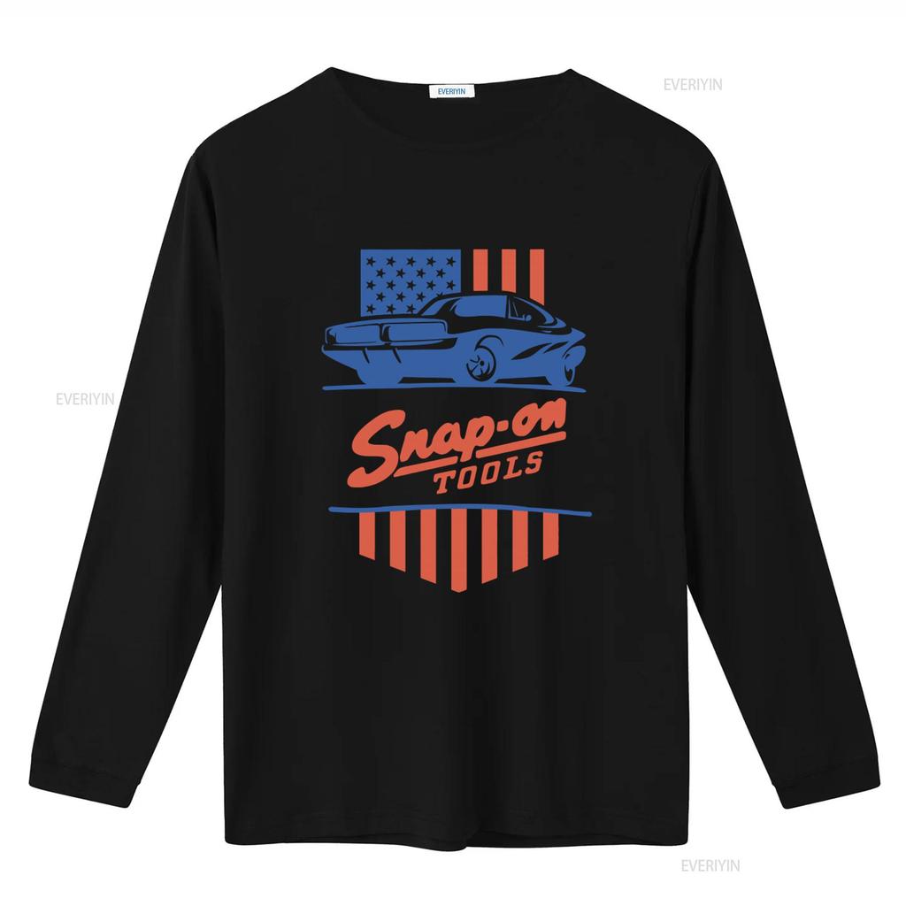 Snap On Tools T Shirt American Flag Car Print Mens vintage Washed Versatile Comfortable Casual homme Slightly graphic