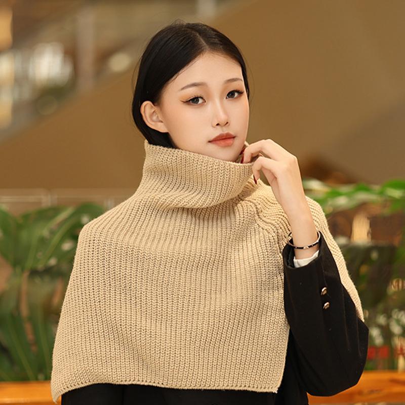 

Шаль с высоким воротником Зимняя Сохраняющая тепло Защита шеи Пуловер Вязаный шарф для женщин