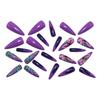 3D Geprägte Lange Stiletto Falsche Nägel Einfarbig Lila Süßes Blumendesign Aufdrücknägel 24 Stück Maniküre-Set