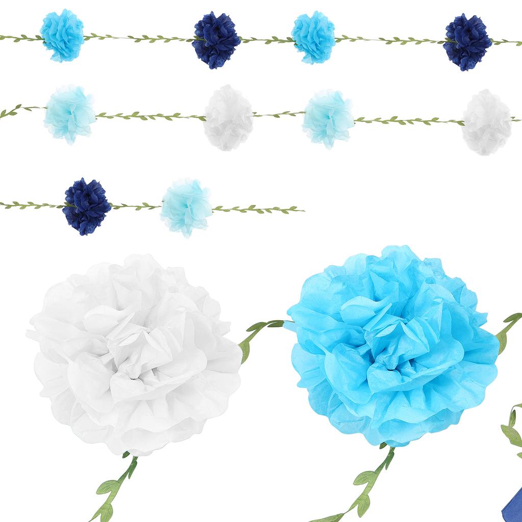2Pcs Paper Flower Garland Decorative Paper Flowers Homarkable Nude Tissue Paper Pom Pom Garlands for Birthday Wedding Decoration
