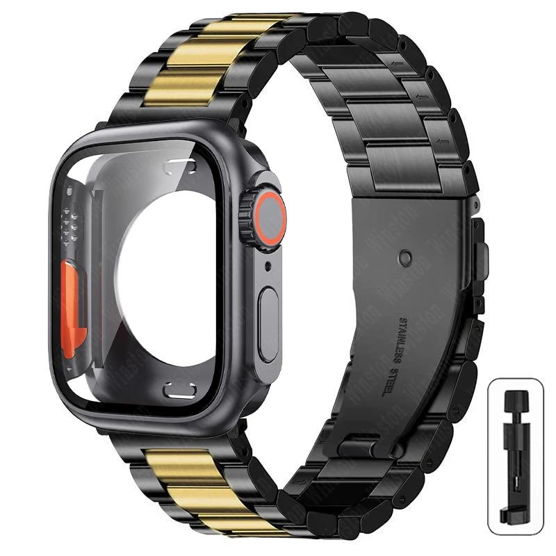 Klasszikus Váltás Ultra 2 Tok+Szíjhoz Apple Watch 44mm 45mm Fém Rozsdamentes Acél Szíj iWatch Series Series 9 Ultra2 8 7 6 SE 5 4