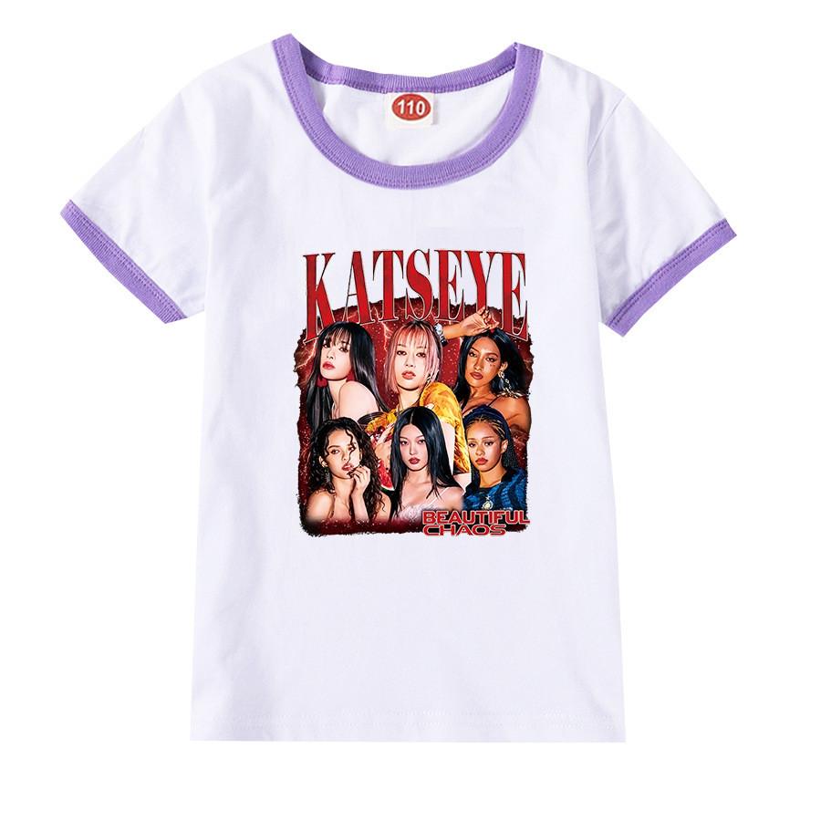 9198 Kids Girls Katseye Print Short Sleeves Casual T-Shirt
