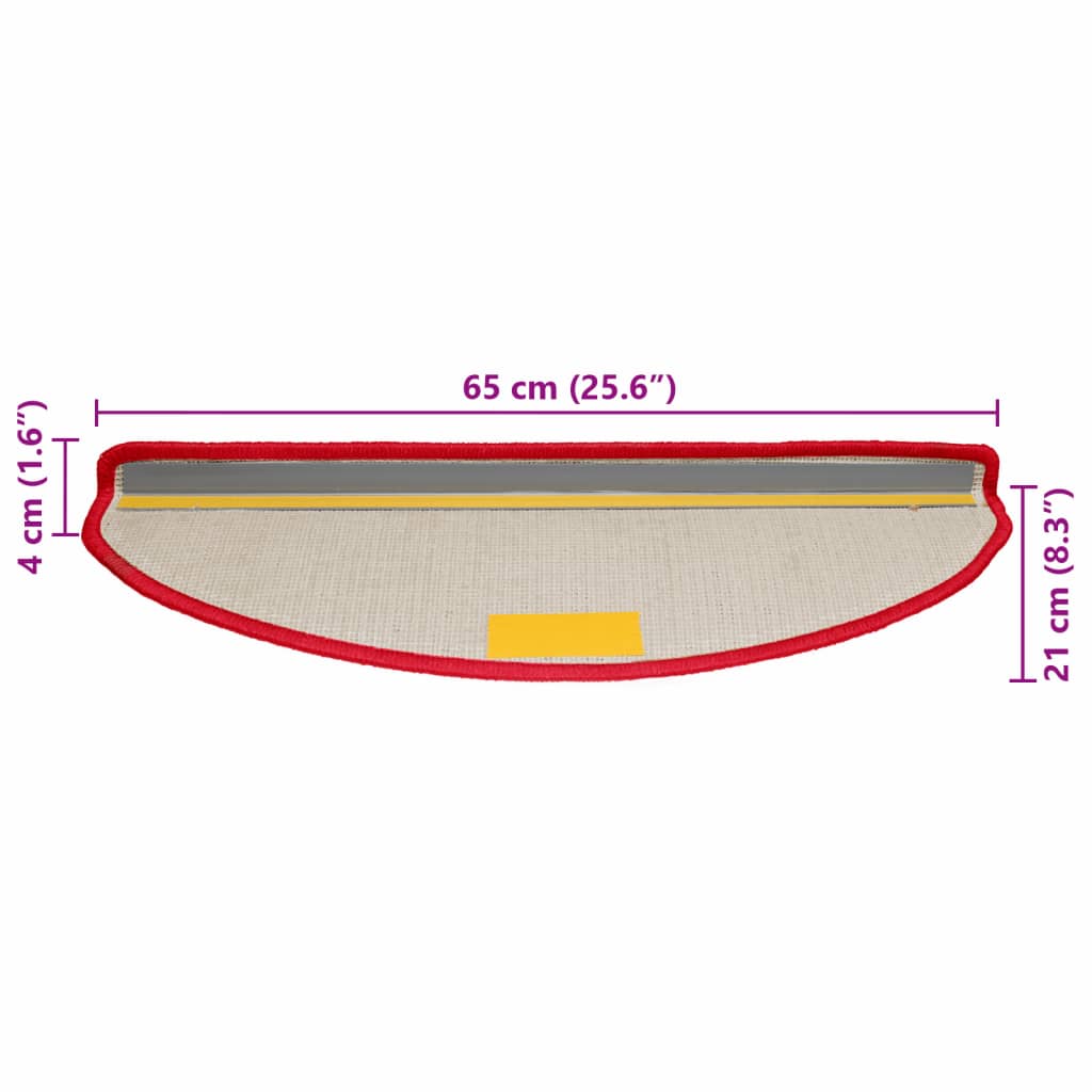 Step Mats 10 pcs 65 x 21 x 4 cm Red Semi Circular Large
