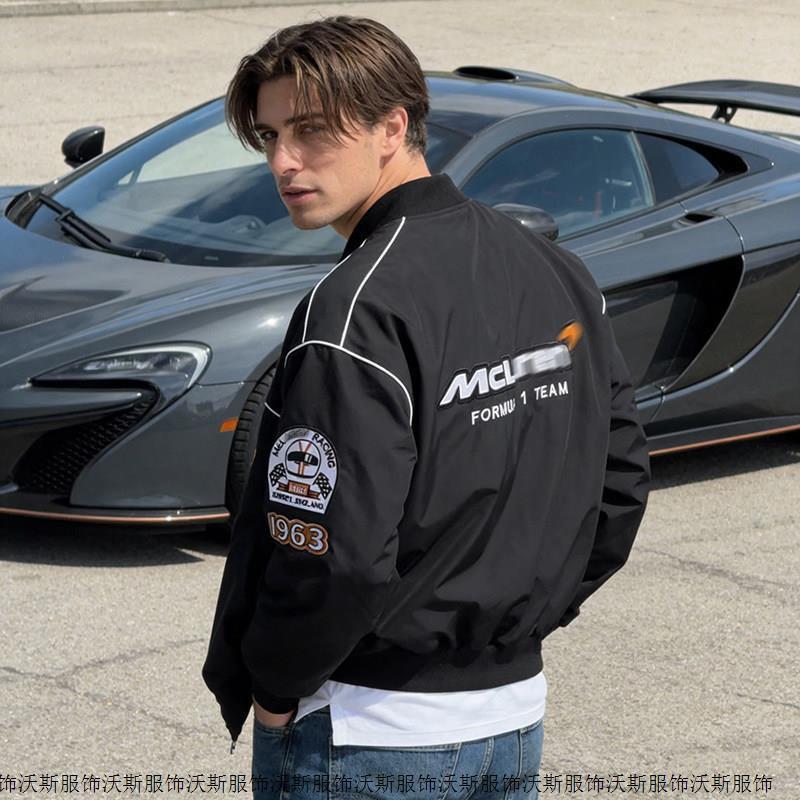 Men Women Vintage Racing Style Windproof Cycling Jacket Lightweight Embroidered Motorcycle Riding Outerwear