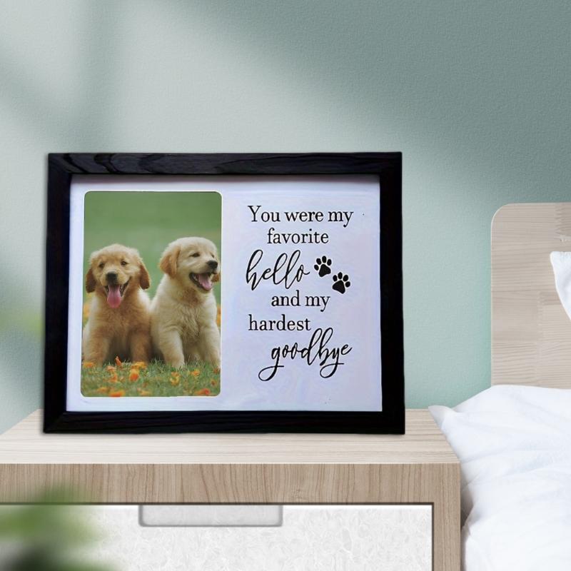 Wood Photo Frame Pet Memorial Pictures Frame with Dog Cats Photo Holder Sympathy Gift Photo Sign Home Desktop Decors