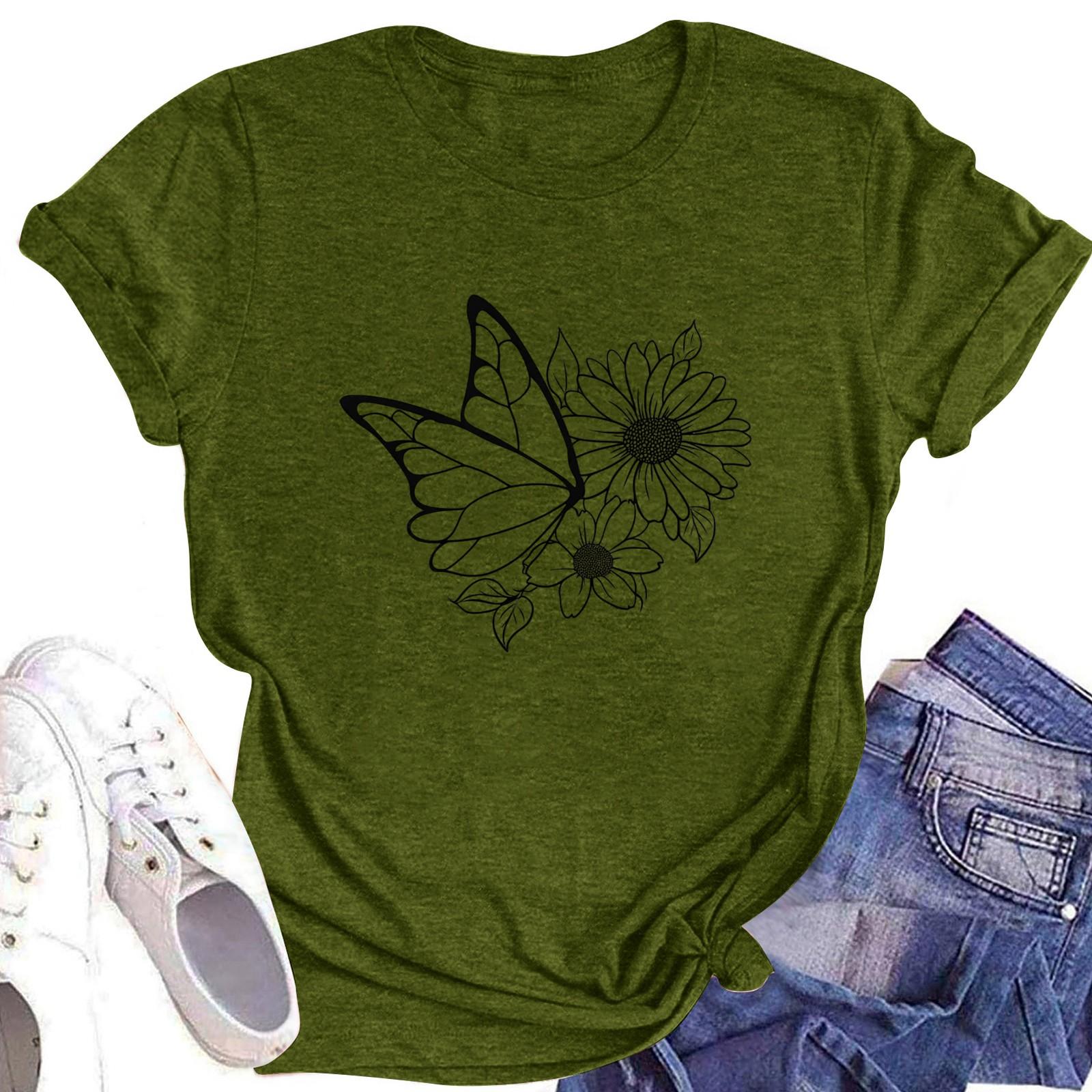 

Женская футболка с круглым вырезом и короткими рукавами L армия зеленый